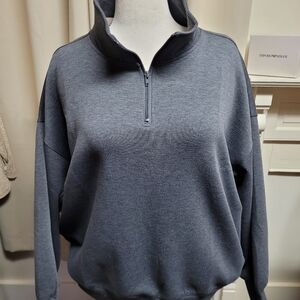 NWT Zenana Charcoal Q-Zip Gray Pullover With Pockets 1X
